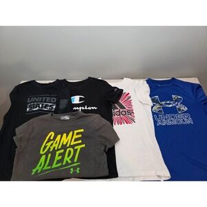 Boy's Youth lot Of 5 Short sleeve Tee-Shirts Size M 10-12 UA/Champion/Adidas